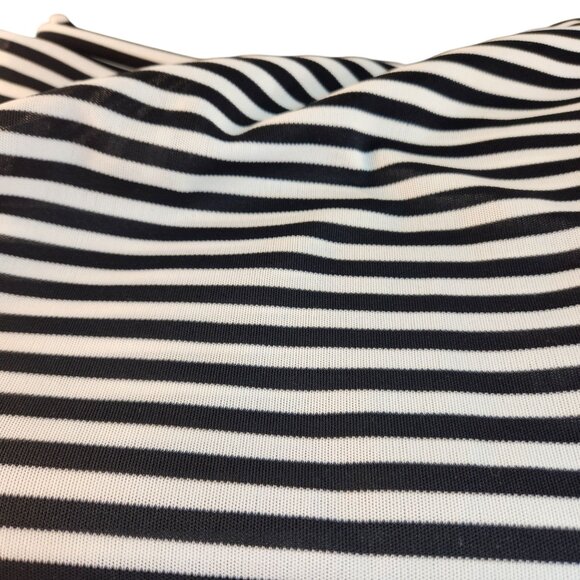 Black & White Striped Knit Fabric Yardage Stretchy Lightweight Polyester Blend - Picture 1 of 8